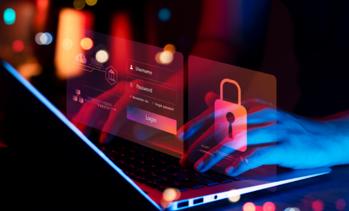 Image shows someone safely accessing the internet (abstract)