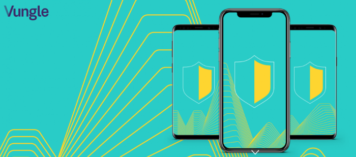 Three Vungle branded mobiles on a green and yellow background